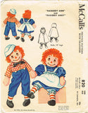 1950s Vintage McCalls Sewing Pattern 820 Cute 19 Inch Raggedy Ann & Andy Dolls