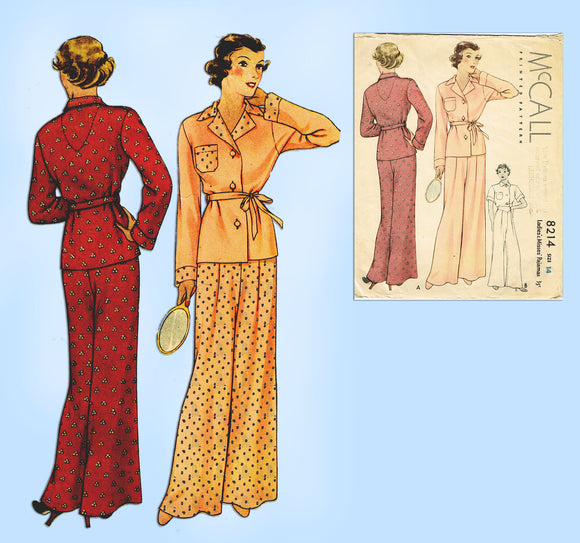McCall 8214: 1930s Misses Lounging Pajamas Size 32 Bust Vintage Sewing Pattern