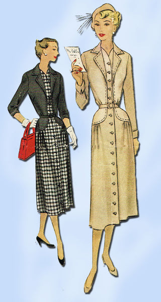 1950s Vintage Misses Dress 1950 McCall VTG Sewing Pattern 8237 Size 16