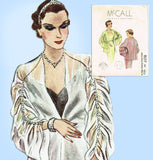 McCall 8237: 1930s Rare Misses Evening Wrap Sz 32 34 Bust Vintage Sewing Pattern - Vintage4me2