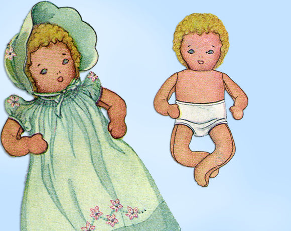 McCall 826: 1940s WWII 12 Inch Soft Baby Doll & Clothes Vintage Sewing Pattern - Vintage4me2
