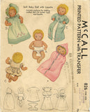 McCall 826: 1940s WWII 12 Inch Soft Baby Doll & Clothes Vintage Sewing Pattern - Vintage4me2