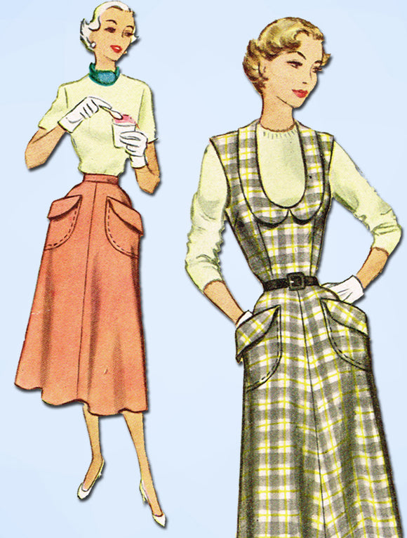 1950s Vintage McCall Sewing Pattern 8262 Uncut Misses Skirt or Jumper Sz 10 28B