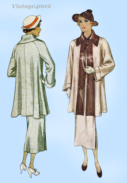 McCall 8317: 1930s Misses Suit w Swagger Coat Size 34 B Vintage Sewing Pattern