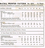 1950s Vintage McCalls Sewing Pattern 8321 Misses Shirtwaist Dress Size 16 34B