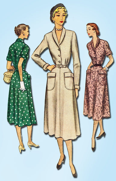 1950s Vintage McCalls Sewing Pattern 8321 Misses Shirtwaist Dress Size 16 34B