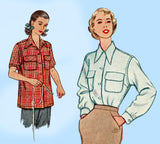 McCall 8336: 1950s Cute Misses Boyfriend Blouse Sz 34 B Vintage Sewing Pattern