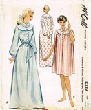 1950s Vintage McCalls Sewing Pattern 8339 Misses Nightgown Size Large 38 40 Bust
