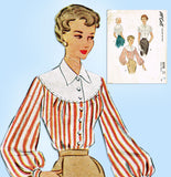1950s Original Vintage McCall Sewing Pattern 8358 Stunning Misses Blouse Sz 34 B - Vintage4me2