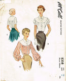 1950s Original Vintage McCall Sewing Pattern 8358 Stunning Misses Blouse Sz 34 B - Vintage4me2