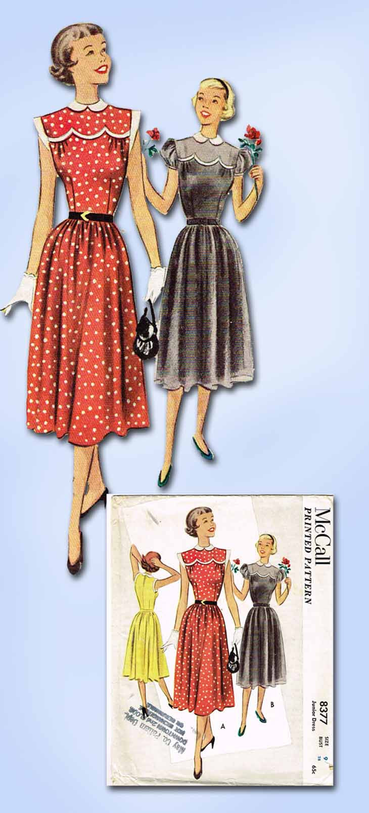 1950s Vintage McCalls Sewing Pattern 8377 Junior Misses Dress Size 9 2 –  Vintage4me2