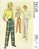 1950s Vintage McCall Sewing Pattern 8396 Misses Slacks or Trousers Sz 26 W