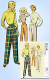 1950s Vintage McCall Sewing Pattern 8396 Misses Slacks or Trousers Sz 26 W
