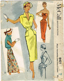 1950s Vintage McCall's Sewing Pattern 8421 Misses Sexy Dress & Jacket Size 34 B