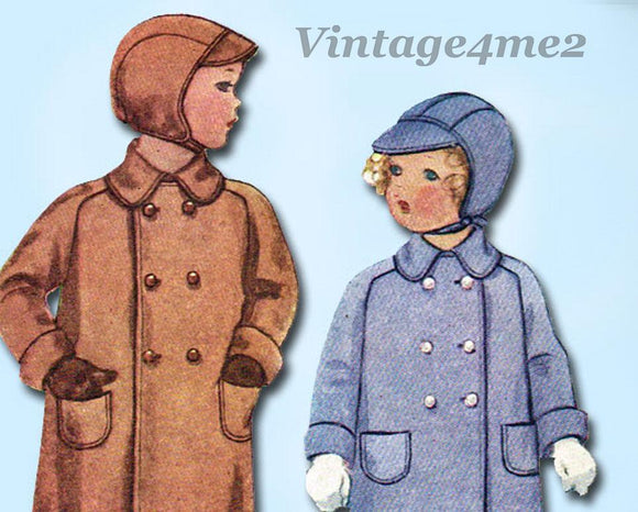 McCall 8529: 1930s Toddler Boys Coat & Cap Sz 2 Vintage Sewing Pattern