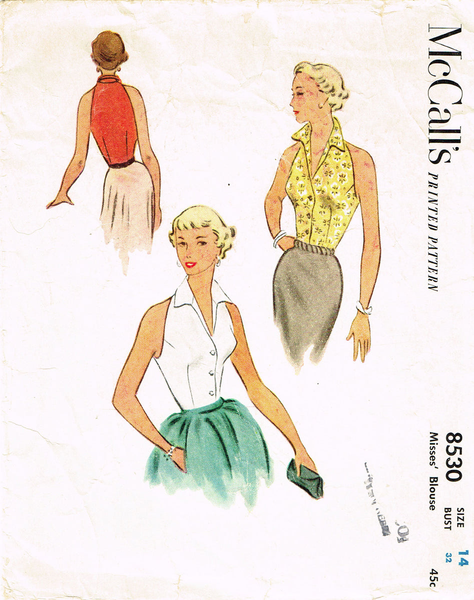 McCall's 8530: 1950s Misses Sleeveless Blouse Sz 32 B Vintage Pattern ...