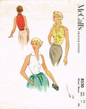 McCall's 8530: 1950s Misses Sleeveless Blouse Sz 32 Bust Vintage Sewing Pattern - Vintage4me2