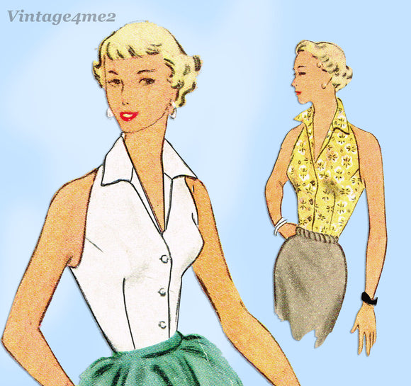 McCall's 8530: 1950s Misses Sleeveless Blouse Sz 32 Bust Vintage Sewing Pattern - Vintage4me2