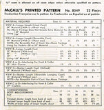 1950s Vintage Misses Swingback Coat 1951 McCalls Sewing Pattern 8549 Size 14