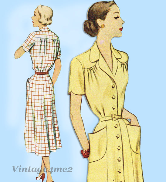 McCall 8581: 1950s Uncut Misses Shirtwaist Dress Sz 38 B Vintage Sewing Pattern