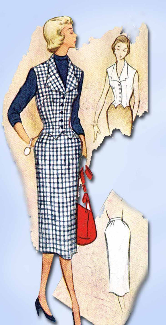 1950s Vintage McCalls Sewing Pattern 8588 Uncut Misses Weskit and Skirt Size 11