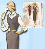 1950s Vintage McCalls Sewing Pattern 8589 Misses Jumper Dress Blouse Size 13 31B