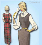 1950s Vintage McCalls Sewing Pattern 8589 Misses Jumper Dress Blouse Size 13 31B