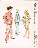 1950s Vintage McCalls Sewing Pattern 8605 Toddler Girls 2 PC Pajamas Size 6 24B