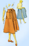 1950s Vintage McCalls Sewing Pattern 8624 Plus Size Wrap Around Skirt 30 Waist