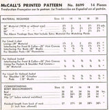 1950s Vintage McCalls Sewing Pattern 8699 Misses Sports Jacket or Blazer Sz 34 B