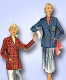 1950s Vintage McCalls Sewing Pattern 8699 Misses Sports Jacket or Blazer Sz 34 B