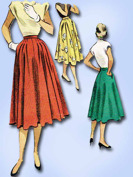 1950s Vintage McCalls Sewing Pattern 8705 Misses Street Skirt Size 26 Waist