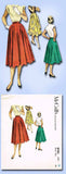 1950s Vintage McCalls Sewing Pattern 8705 Misses Street Skirt Size 26 Waist
