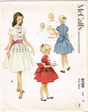 1950s Vintage McCalls Sewing Pattern 8709 Toddler Girls Tucked Party Dress Sz 6 - Vintage4me2