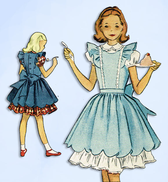 1950s Vintage McCalls Sewing Pattern 8714 Uncut Girls Dress & Pinafore Size 8