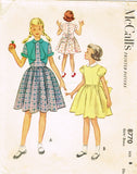 1950s Vintage McCall's Sewing Pattern 8770 Little Girls Dress Size 8