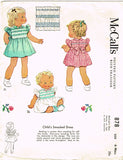 1940s Vintage McCall Sewing Pattern 878 WWII Baby Girls Smocked Dress Size 6 mos