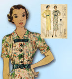 1930s Vintage McCall Sewing Pattern 8791 Misses Tucked Art Deco Dress Sz 34 Bust - Vintage4me2
