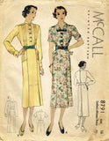 1930s Vintage McCall Sewing Pattern 8791 Misses Tucked Art Deco Dress Sz 34 Bust - Vintage4me2