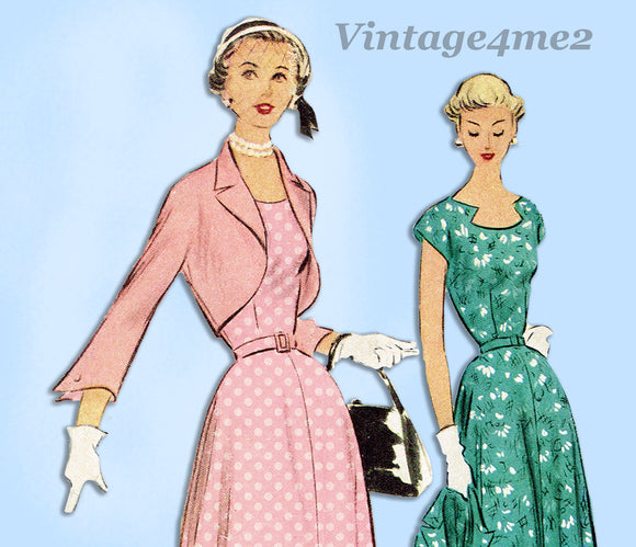 McCall's 8858: 1950s Misses Dress & Jacket Size 34 Bust Vintage Sewing Pattern