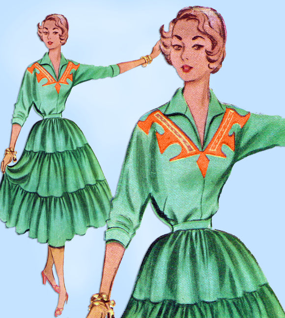 1950s Vintage McCalls Sewing Pattern 8873 Misses 2 PC Squaw Dress Sz 30 B - Vintage4me2