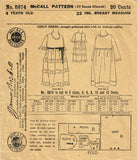 1910s Original Vintage McCall Pattern 8874 WWI Toddler Girls Edwardian Dress Sz4