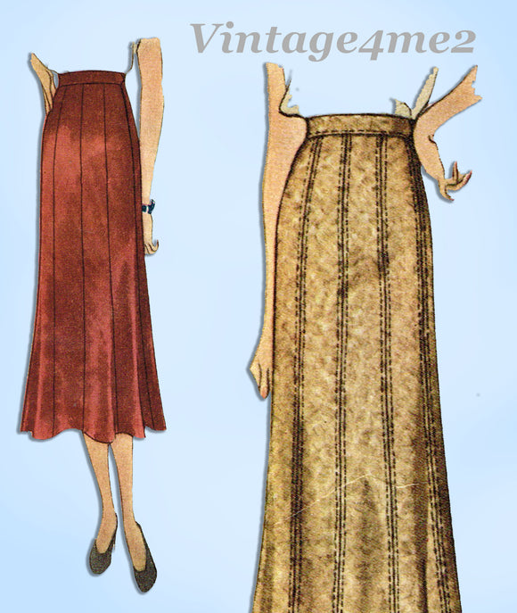McCall 8901: 1930s Plus Size Misses 10 Gore Skirt 30 W Vintage Sewing Pattern