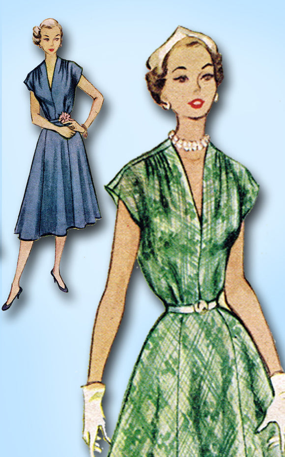 1950s Vintage McCalls Sewing Pattern 8936 Charming Misses Day Dress Size 30 Bust