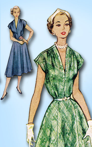 1950s Vintage McCalls Sewing Pattern 8936 Charming Misses Day Dress Size 30 Bust