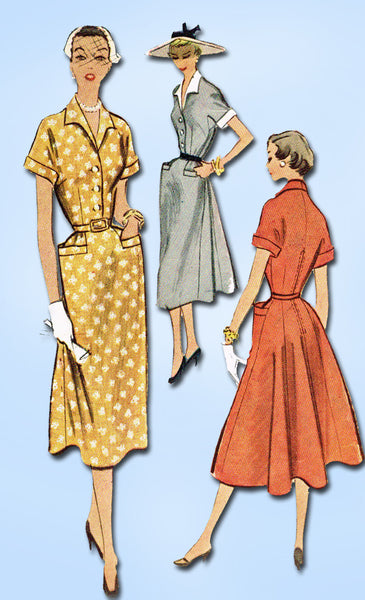 1950s Vintage McCalls Sewing Pattern 8983 Uncut Misses Day Dress Size 14 32 Bust