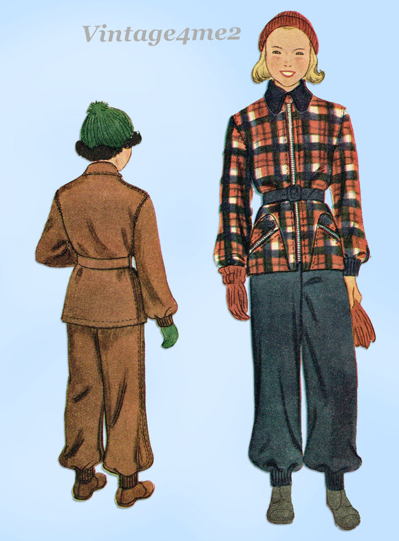 1930s Vintage McCalls Sewing Pattern 8984 Toddler Girls Snowsuit Size 6