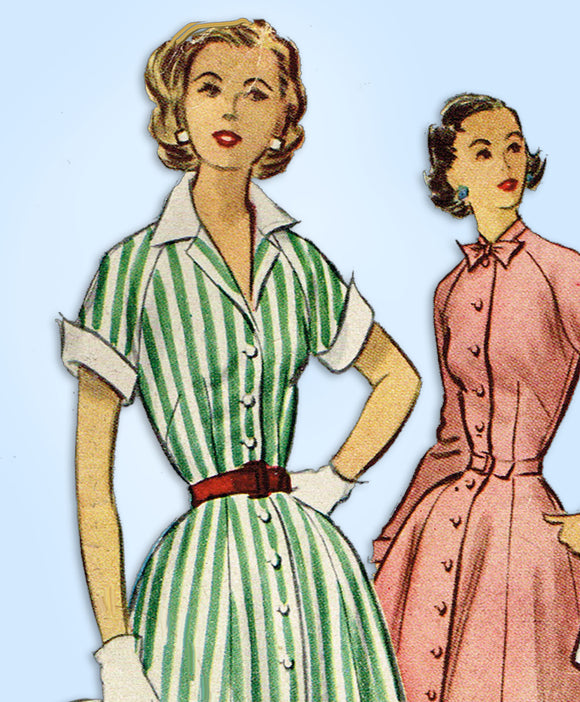 1950s Vintage McCall Sewing Pattern 9005 Misses Dress Raglan Sleeves Sz 34 Bust