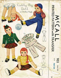 McCall 903: 1940s WWII 26 Inch Cuddly Big Doll Original Vintage Sewing Pattern - Vintage4me2