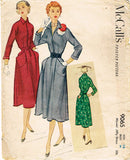 1950s Vintage McCalls Sewing Pattern 9065 Easy Uncut Misses Dress Size 16 34B